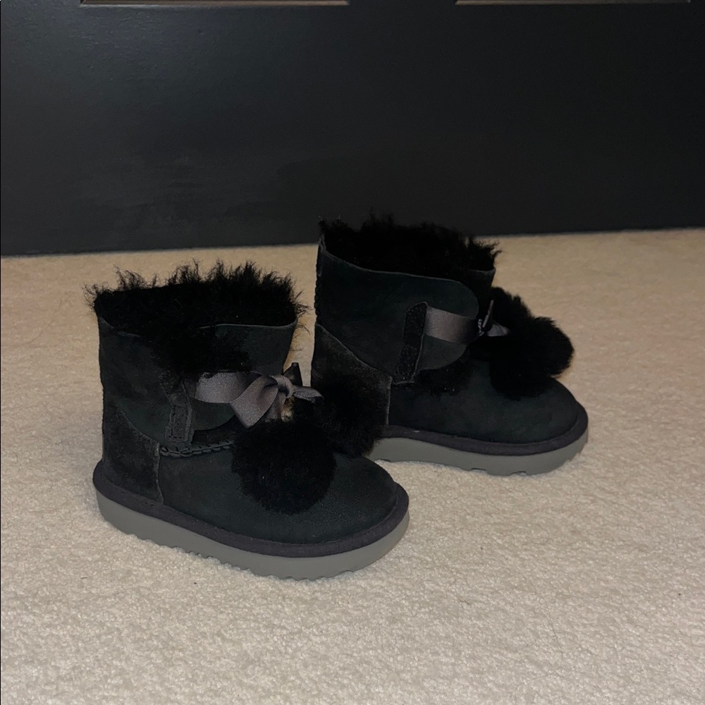 UGG Black Kids Boots with Gray Accents